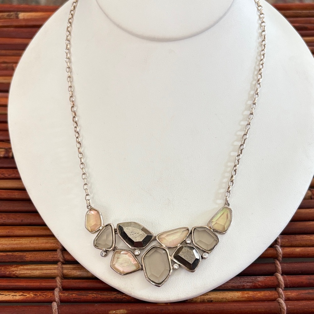 Silpada Silver Necklace with Black and Cream Accents 18”